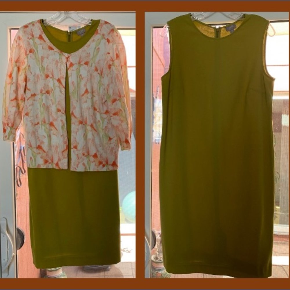 J Jill sheath dress with contrasting cardigan